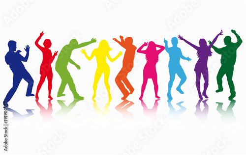 Dancing people silhouettes. Vector work.