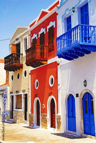 Traditional house by the harbour of the town of Kastellorizo, Kastellorizo island, Dodecanese islands, Greece photo