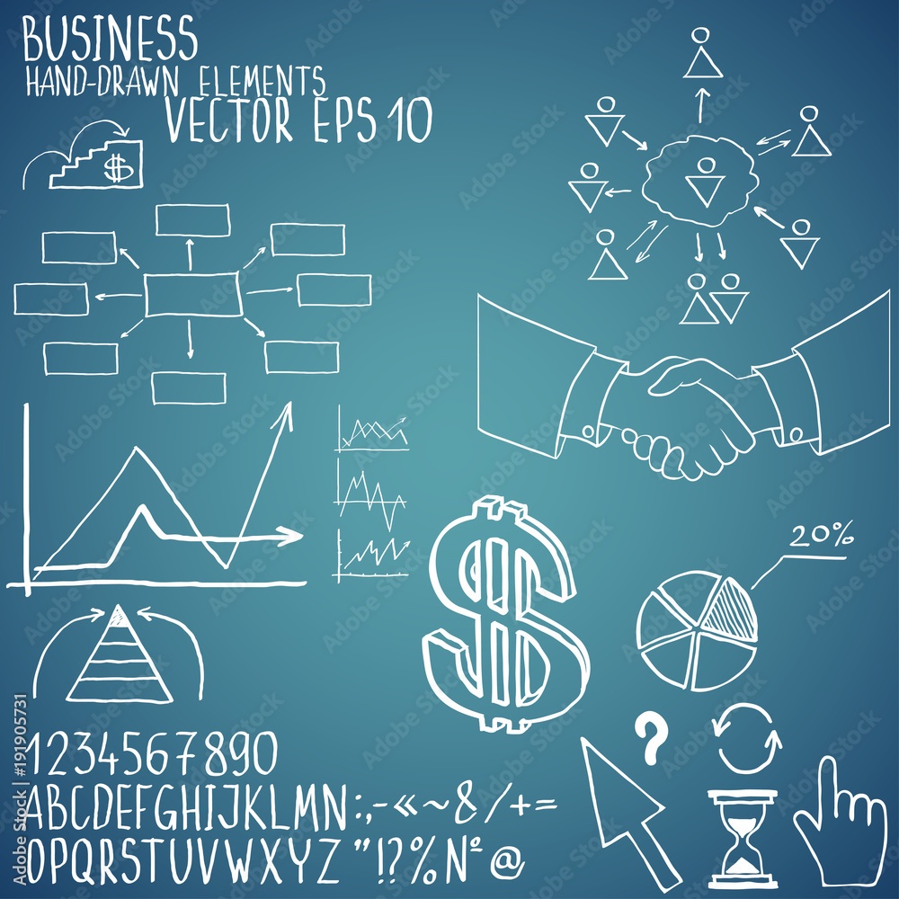 Fototapeta premium Business elements. Hand-drawn