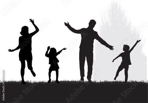 Vector silhouette of family.