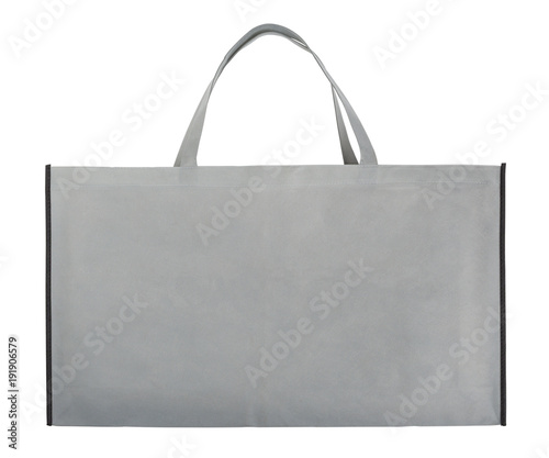 Sample gray non-woven bag isolated on white  