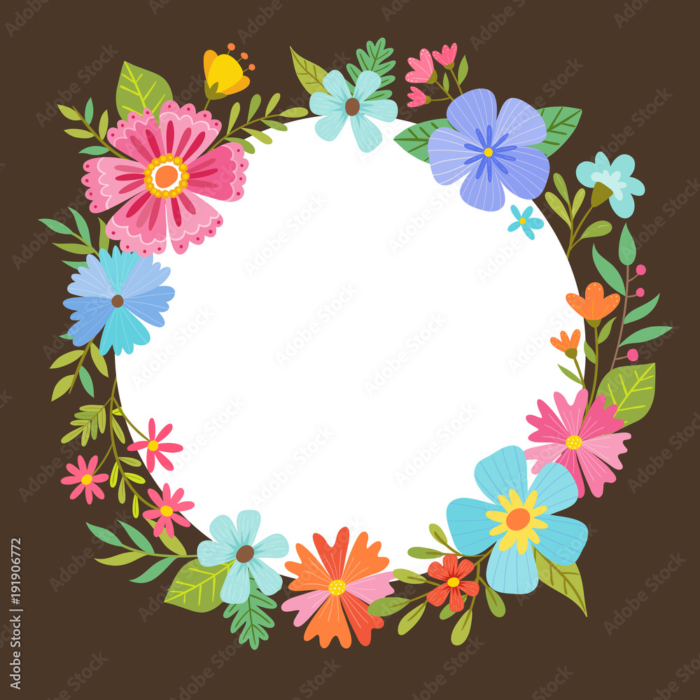 Spring floral wreath design.