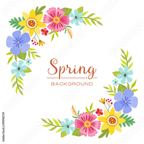 Colorful spring floral design corners