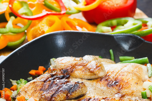 Whole appetizing grilled ch...