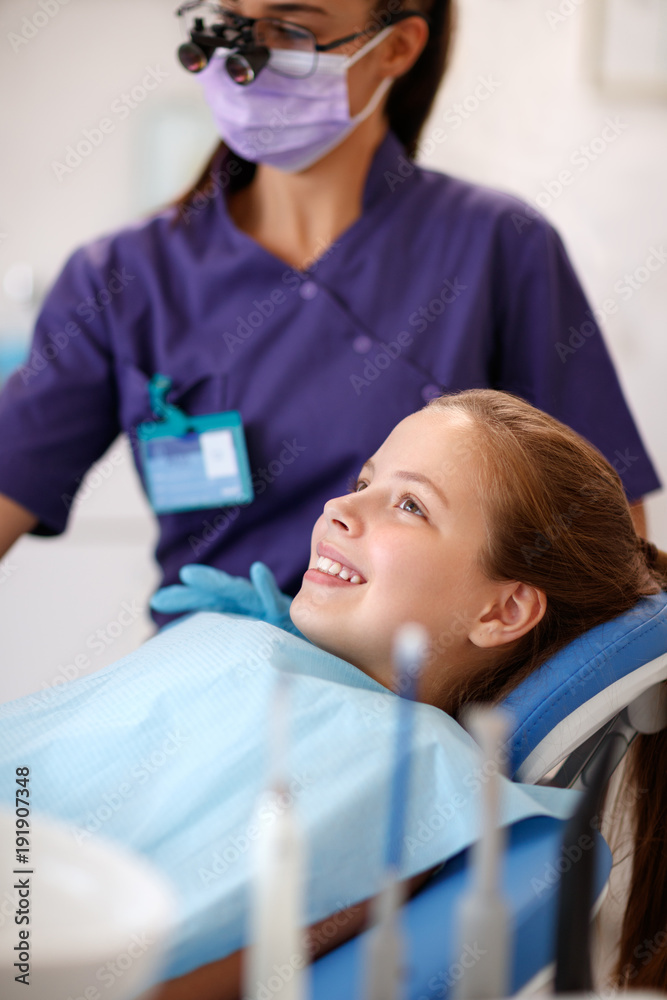 Little girl in dental clinic Little girl in dental clinic