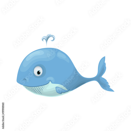 Cute baby whale in a sailor suit cartoon hand drawn vector illustration