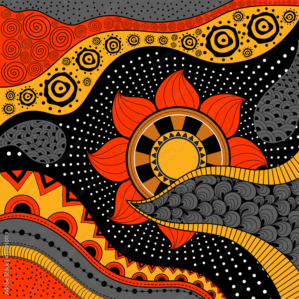 Obraz na plátně Hand-drawn ethno pattern, tribal background