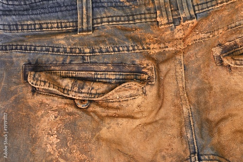 Trousers with mud