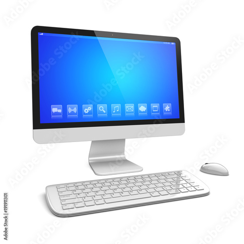 Desktop pc on a white