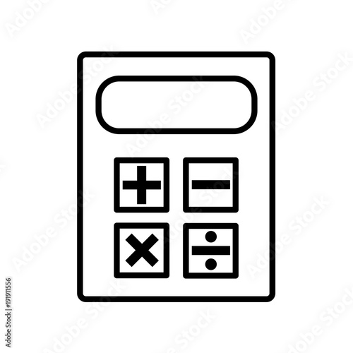 Calculator line icon. Pocket calculator with arithmetic operation buttons. Vector Illustration