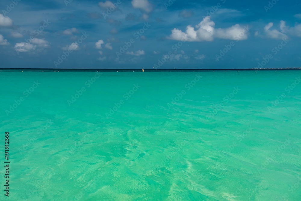 tropical Caribbean beach with white sand island of Aruba