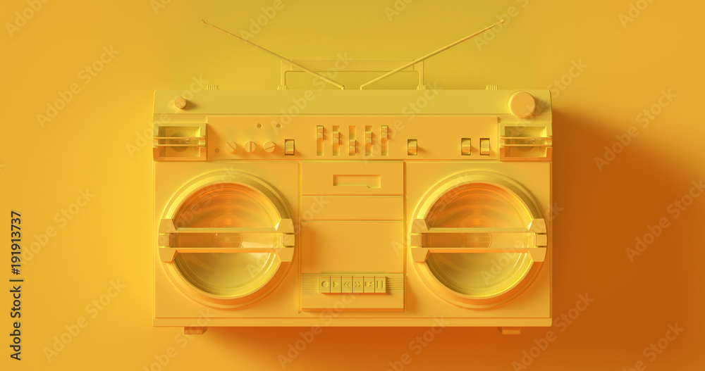 Fotografie Yellow Boombox 3d illustration