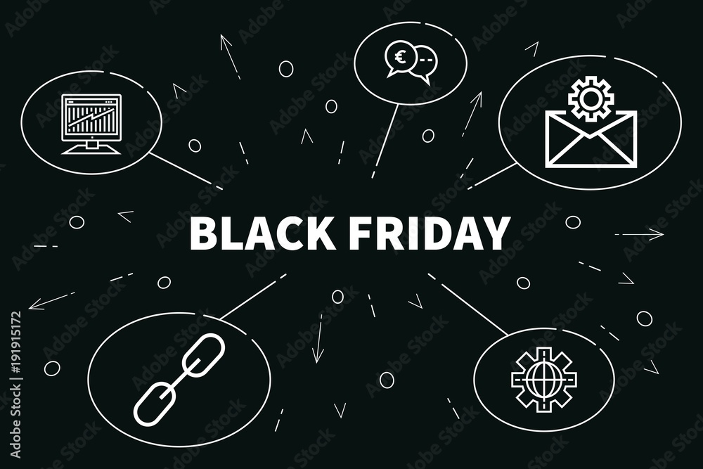 Conceptual business illustration with the words black friday