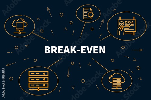 Conceptual business illustration with the words break-even