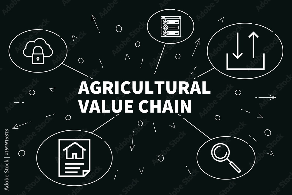 Obraz premium Conceptual business illustration with the words agricultural value chain