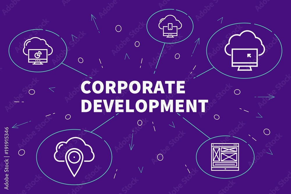 Conceptual business illustration with the words corporate development