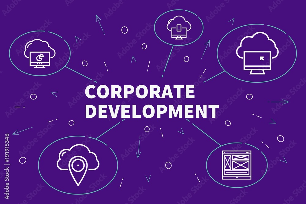 Conceptual business illustration with the words corporate development Conceptual business illustration with the words corporate development