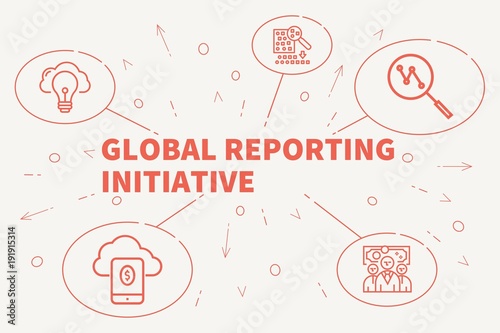 Conceptual business illustration with the words global reporting initiative photo