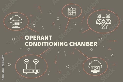 Conceptual business illustration with the words operant conditioning chamber photo