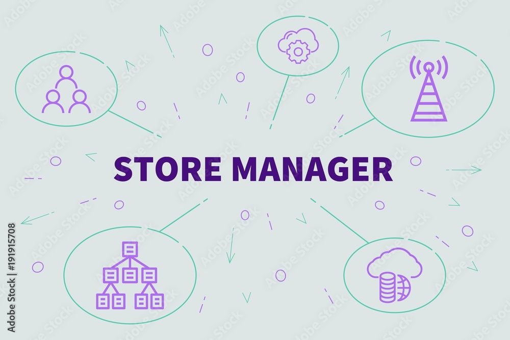 Fototapeta premium Conceptual business illustration with the words store manager