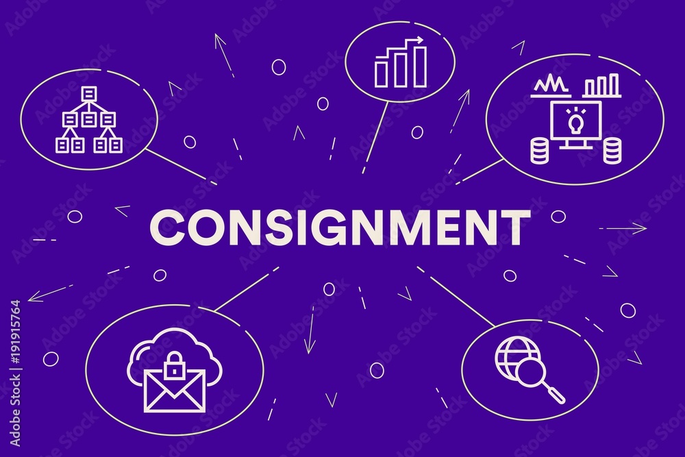 Conceptual business illustration with the words consignment