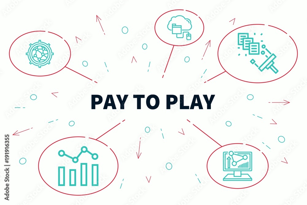 Conceptual business illustration with the words pay to play