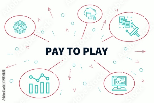 Conceptual business illustration with the words pay to play