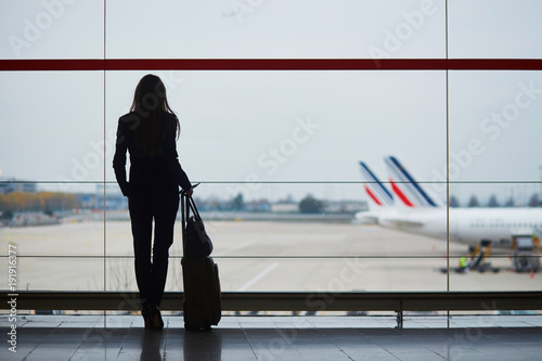 Woman in international airport