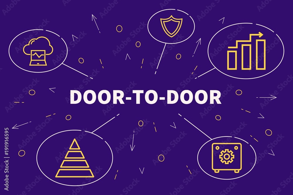 Conceptual business illustration with the words door-to-door
