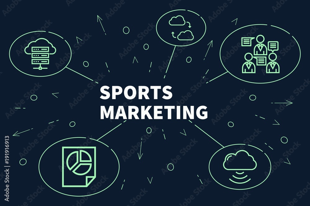 Conceptual business illustration with the words sports marketing