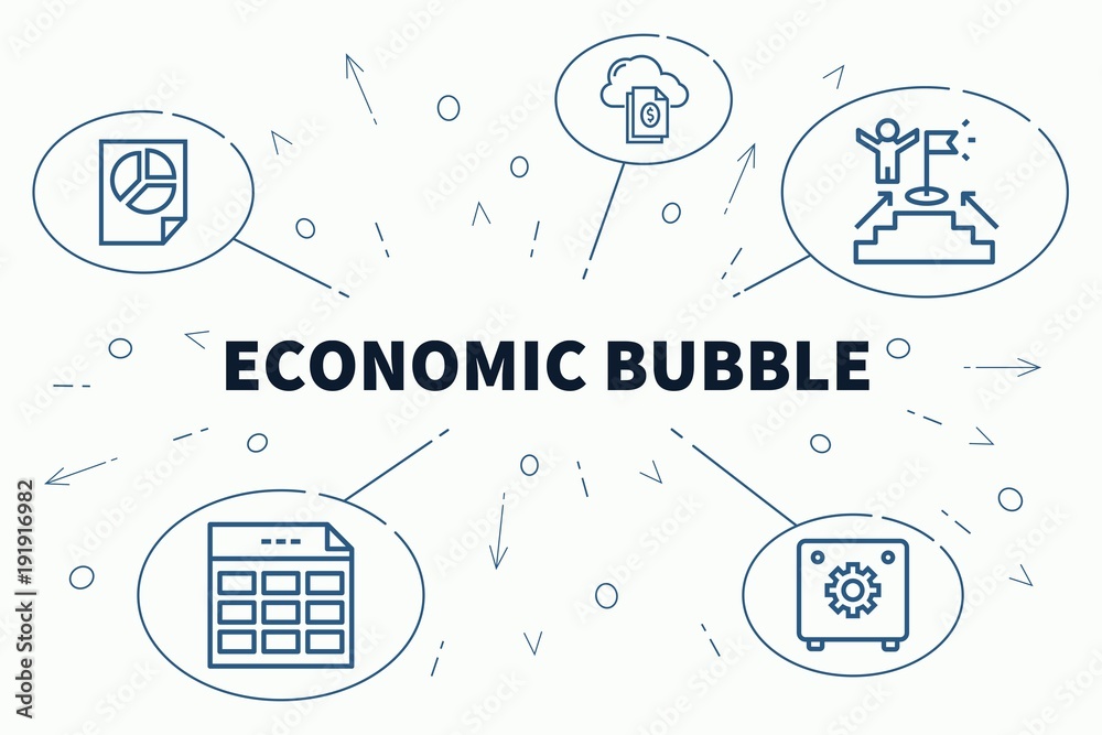 Fotografie Conceptual business illustration with the words economic bubble