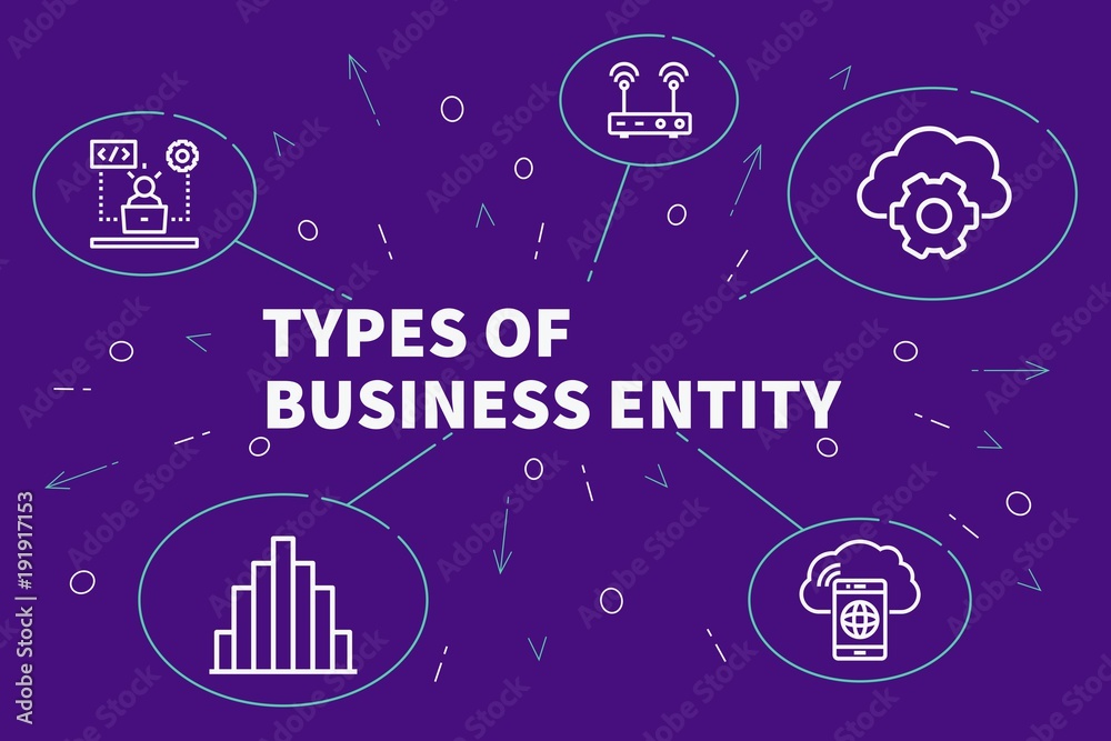 Wall Mural Conceptual business illustration with the words types of business entity