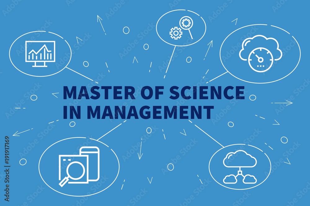 Conceptual business illustration with the words master of science in management