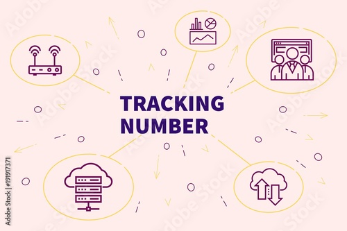 Conceptual business illustration with the words tracking number