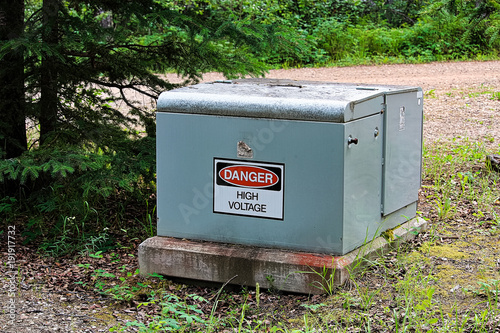 A danger high voltage sign on an electrical box © Amelia