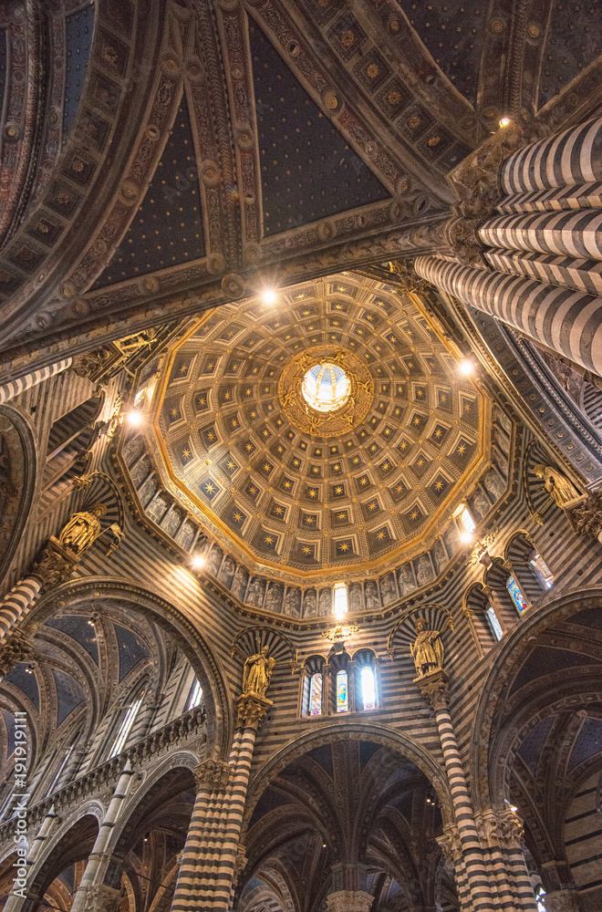 Amazing interior of Siena cathedral of Saint Mary Assumption in Tuscany, Italy