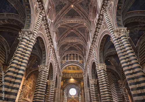 Amazing interior of Siena cathedral of Saint Mary Assumption in Tuscany, Italy