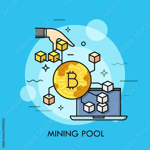 Mining pool thin line concept vector