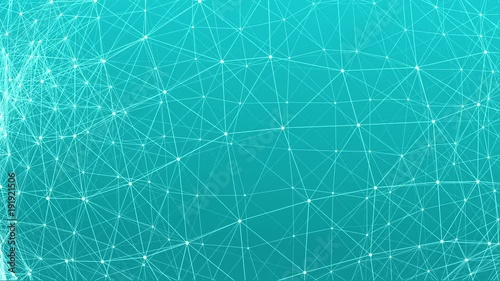 Abstract beautiful geometric background with moving lines, dots and triangles. Plexus fantasy abstract technology. 4k