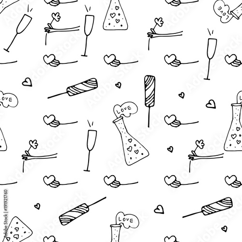 valentine patterns in doodle style