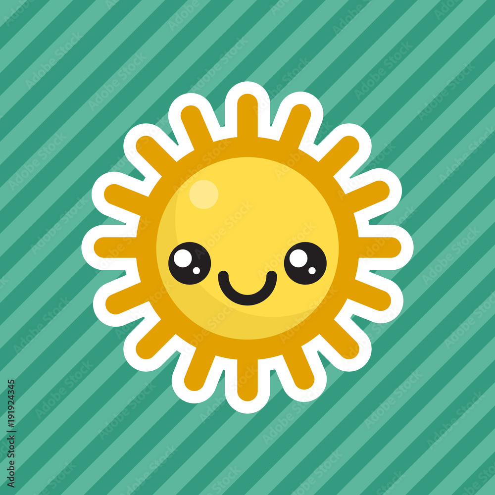 Cute kawaii smiling sun cartoon icon