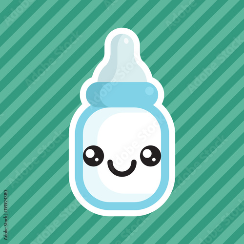 Cute kawaii smiling milk bottle cartoon icon