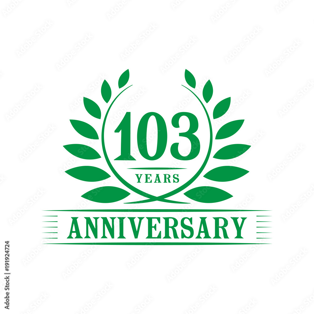103 years anniversary logo template.
103 years anniversary logo template.