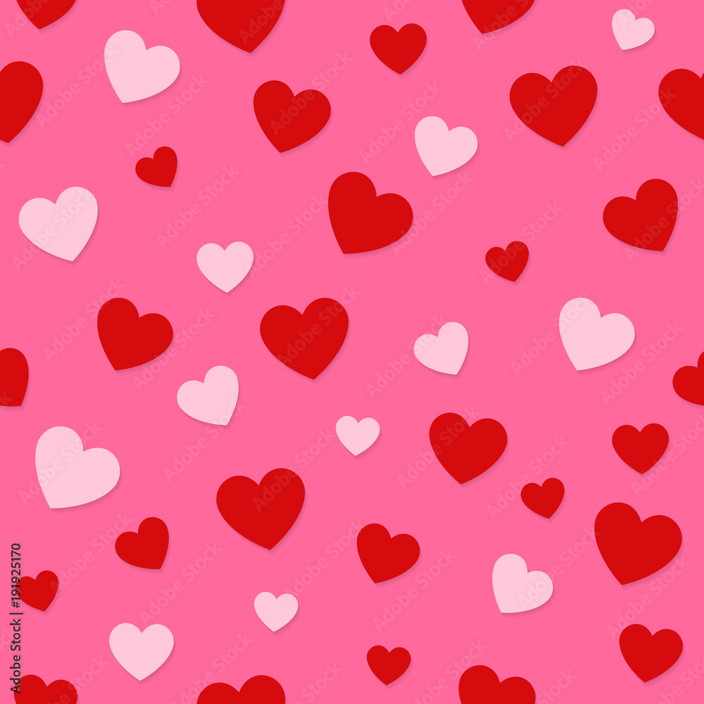 Colourful background with paper cut hearts - seamless pattern. Vector.