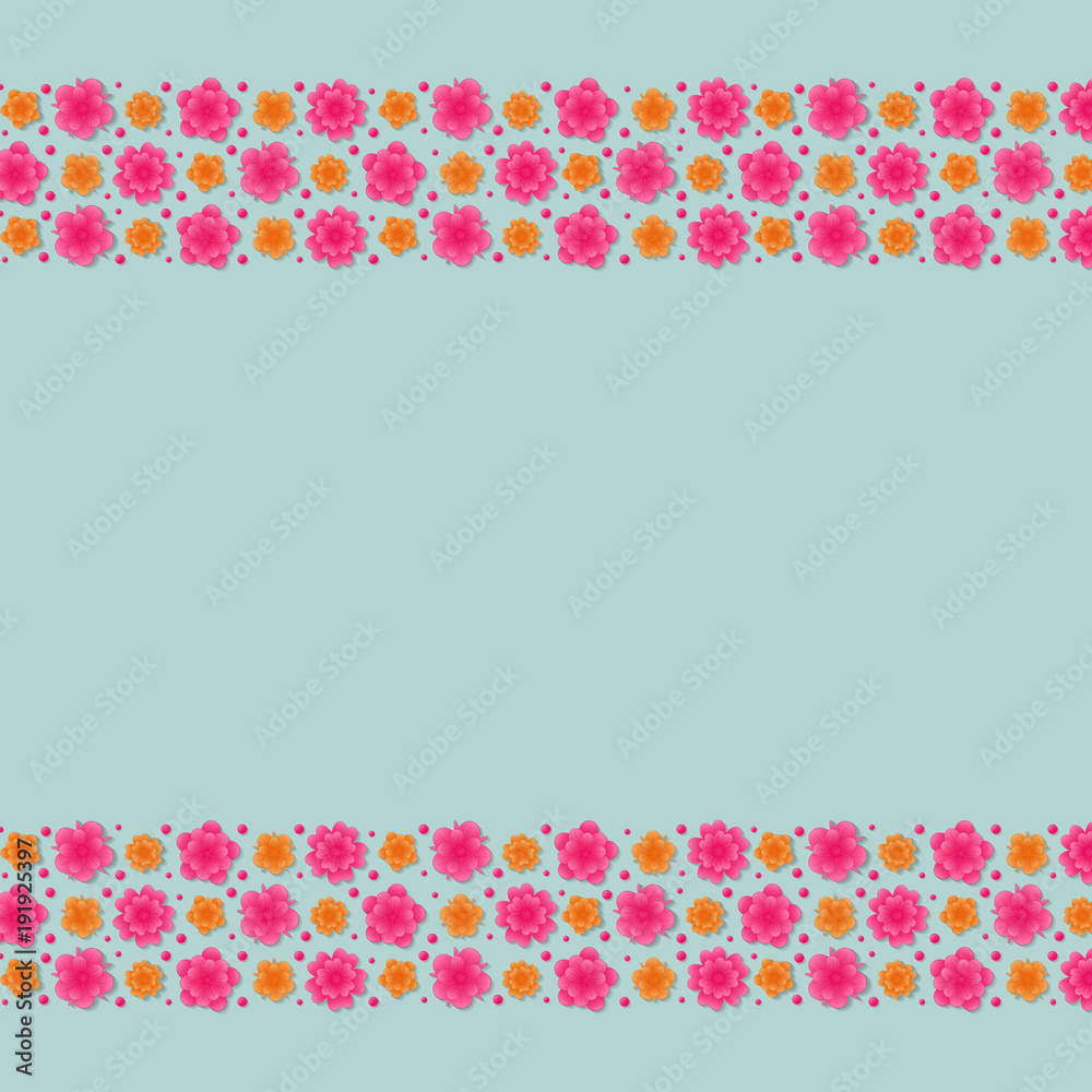 Background with colourful flowers - template of a poster with copyspace. Vector. Background with colourful flowers - template of a poster with copyspace. Vector.