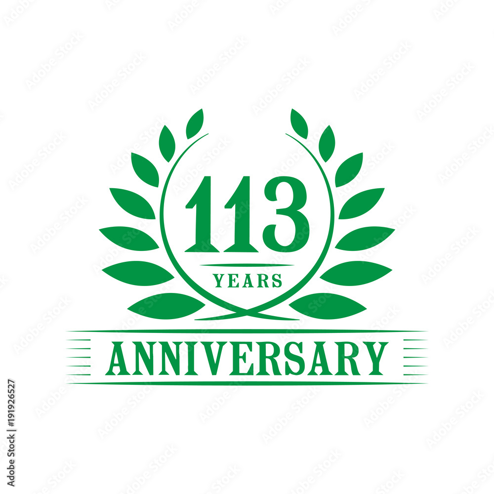 113 years anniversary logo template.
113 years anniversary logo template.