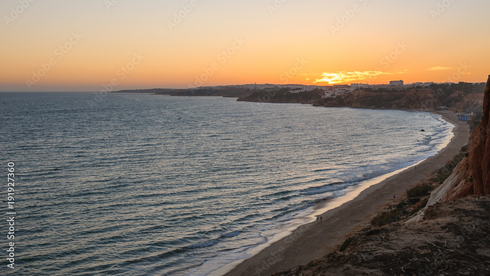 Atlantic coastline in Portugal at dusk