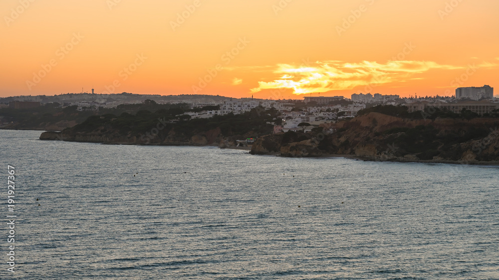 Atlantic coastline in Portugal at dusk