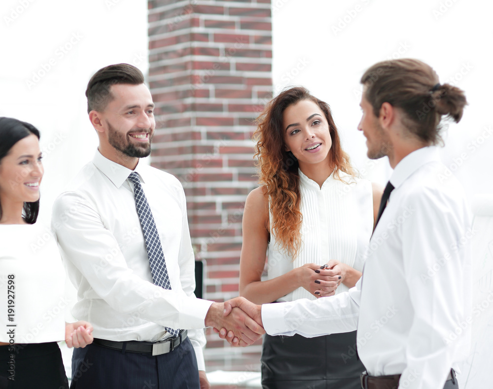 welcome and handshake business partners. welcome and handshake business partners.