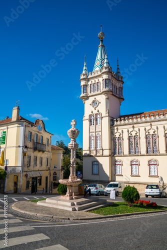 Sintra, Portugal. August 30, 2017. Pena Palace, Palacio da Pena, romanticist summer residence of the monarchs of Portugal, located in Sao Pedro de Panaferrim next to Lisbon photo